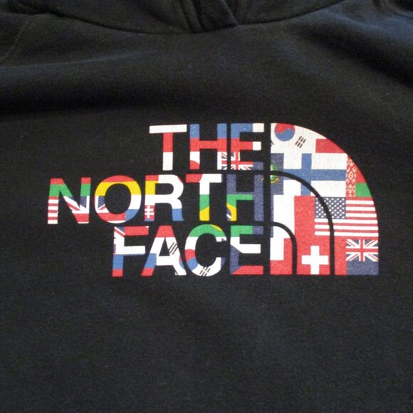 North Face Woman Medium Black Red White Blue Warm Long Sleeve Pullover Hoodie - Picture 3 of 6